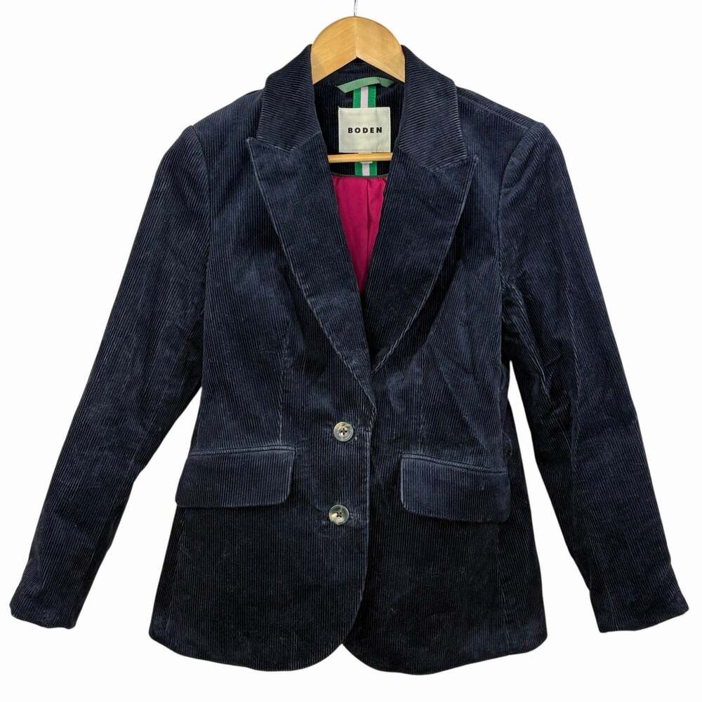 Boden Navy Blue Corduroy Blazer Jacket Size 4R Preppy Fitted 2 Button NWOT